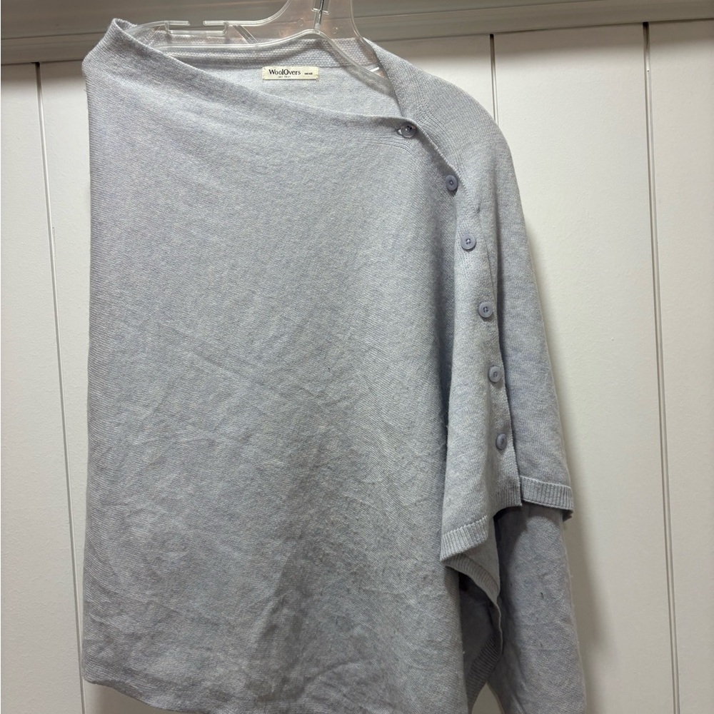Woolovers Wrap Womens Wool Cashmere Poncho Top Gray Blue One Size